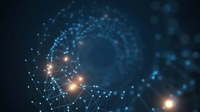 Beautiful Endless Helix Computer Network Moving Through. Blue Spiral Growing Net and Flashing Lights Seamless 3d Animation Abstract Technology Background. Grid Structure Lines Dots 4k UHD 3840x2160. - Powered by Shutterstock - Get 15% off with code: PIKWIZARD15