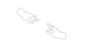Hands reaching to touch bw outline 2D animation. Cooperation, partnership 4K video motion graphic. Creation myth. God and human hands. Adam creation monochrome linear animated cartoon flat concept