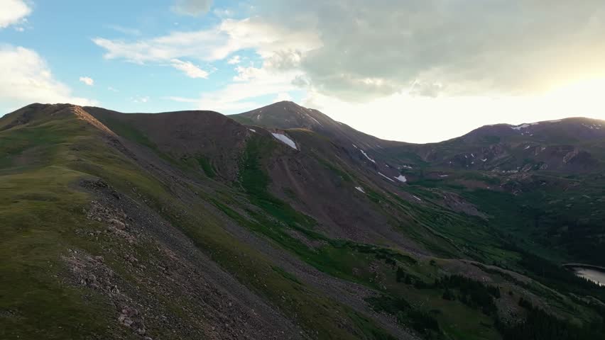 Beautiful aerial footage of sunrise in the Rocky Mountains. Colorado, USA