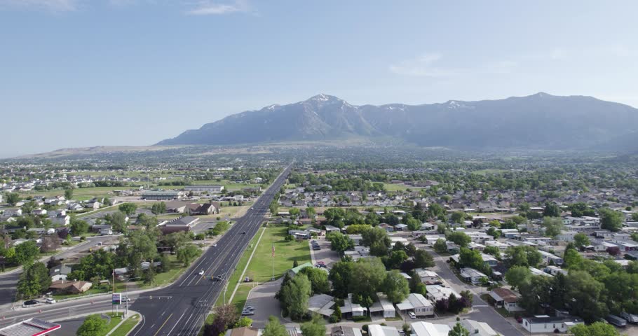 Beautiful Utah City of Ogden in Weber County, Aerial Drone Landscape