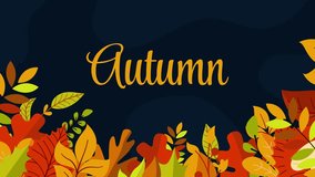 Animation of hand lettering autumn text with abstract background and leave frame - Powered by Shutterstock - Get 15% off with code: PIKWIZARD15
