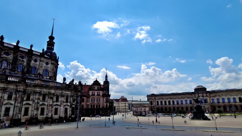 Dresden, Germany: Timelapse of the square around the Semper opera and the baroque Zwinger palace