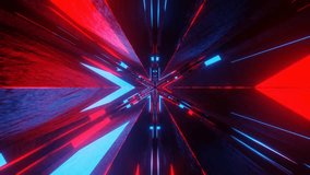 Red and Blue Neon Glow Hex Star Backgriund VJ Loop in 4K