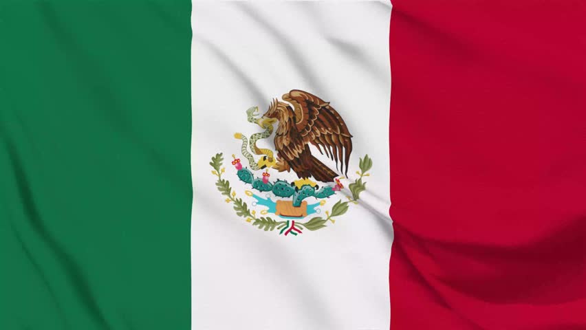 Flag background of Mexico with seamless looping animation in 60 fps.