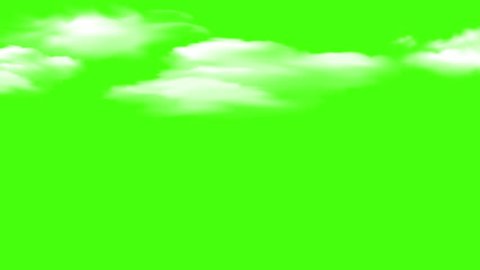 Moving flying clouds motion graphics with green screen background. 4K. Cloud move to the right.: film stockowy