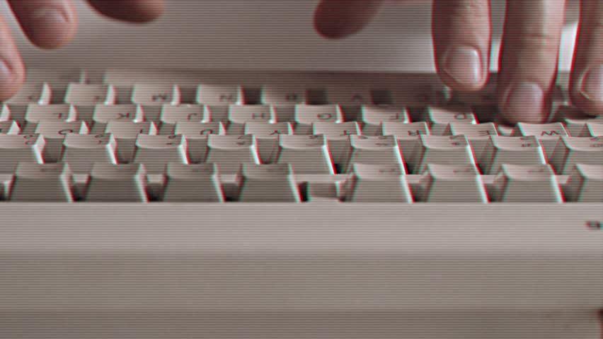 Computer engineer developer is working on old vintage computer 1990s. Antique classic pc keyboard and programmer typing hands. Internet web digital startup history. Outdated retro technology concept Royalty-Free Stock Footage #1108136909