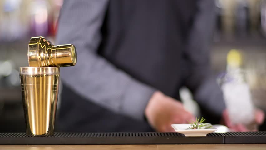 A skilled bartender passionately preparing a cocktail, artfully mixing and garnishing the drink to create a delightful and visually appealing libation.