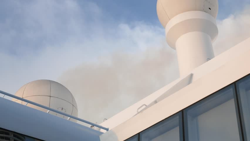 look to nautical navigator instrument communication satellite dome on cruise ship while sailing in open international ocean sea in sunrise daytime.navigator technology instrument on cruise ship