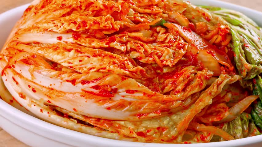 Napa Cabbage Kimchi Mastery: 4K Close-Up of Freshly Cooked Kimchi Royalty-Free Stock Footage #1108150017
