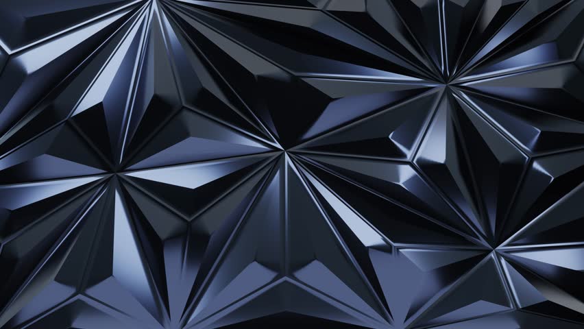 3d abstract triangle geometric background, spin rotate object , light sweep , metal material , black and white colour, 4k resolution , looped