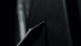 Drawing using digital pencil with graphic tablet, close up. Vertical video. Graphic digital artist drawing using tablet with stylus pen. Hand scaling and drawing sketch on tablet using stylus - Powered by Shutterstock - Get 15% off with code: PIKWIZARD15