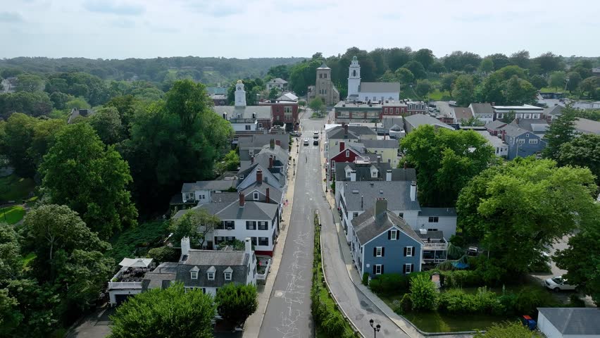 Passing over downtown Plymouth, Mass