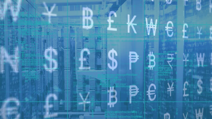 Animation of interface with multiple currency symbols against computer server room. Global economy and business data storage technology concept - Powered by Shutterstock - Get 15% off with code: PIKWIZARD15