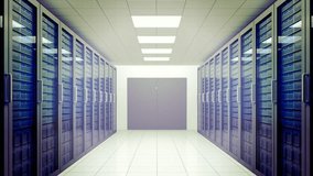 Animation of neon ticking clock and network of digital icons against computer server room. Global networking and business data storage technology concept - Powered by Shutterstock - Get 15% off with code: PIKWIZARD15