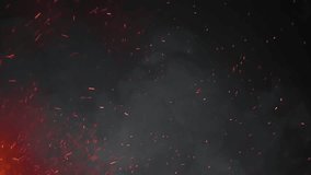 Closeup of burning hot bonfire fire sparks. Fire Particles over black background with smoke. Flying Embers from fire - Powered by Shutterstock - Get 15% off with code: PIKWIZARD15