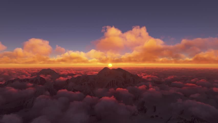 3D - Aerial drone shot at sunset of Denali National Park and Preserve in Alaska. United States