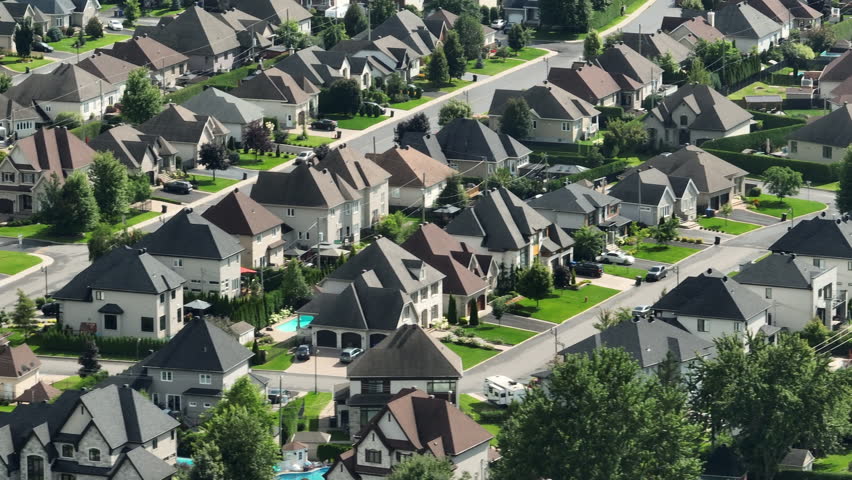 Montreal quebec Aerial view of dense housing projects single family homes