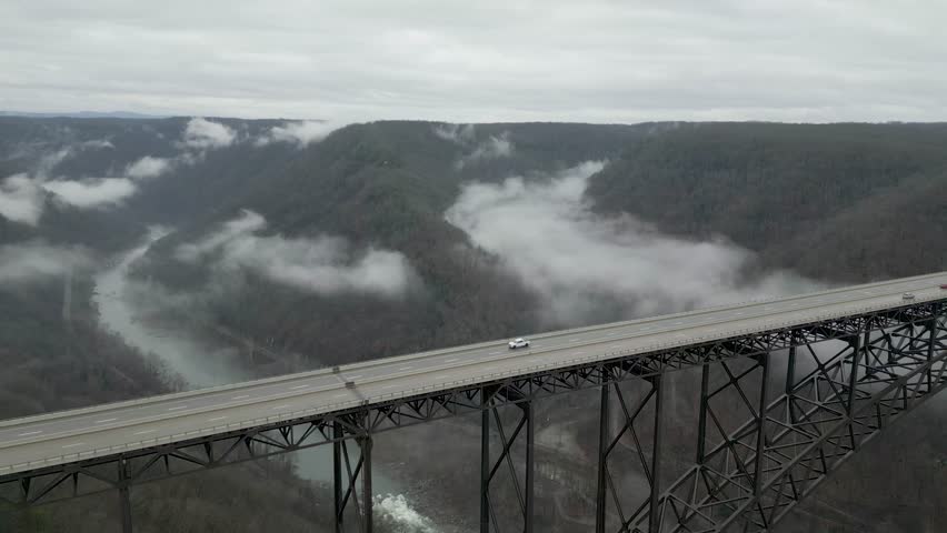 West Virginia bridge with river flowing underneath