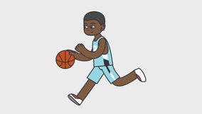 2d animation of running black male basketball player. Looped 4K video with alpha-channel. - Powered by Shutterstock - Get 15% off with code: PIKWIZARD15