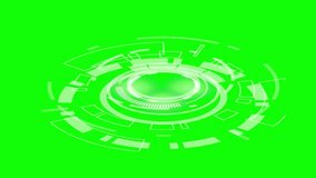 HUD circle futuristic interfaces. Hi-tech hologram button on green screen background. 4K (Chroma key) - Powered by Shutterstock - Get 15% off with code: PIKWIZARD15