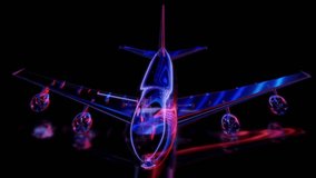 render 3D animation of the model airplane on a black background future technology screen - Powered by Shutterstock - Get 15% off with code: PIKWIZARD15