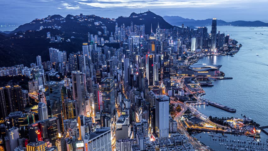 Hong Kong Timelapse of Hong Kong city at night