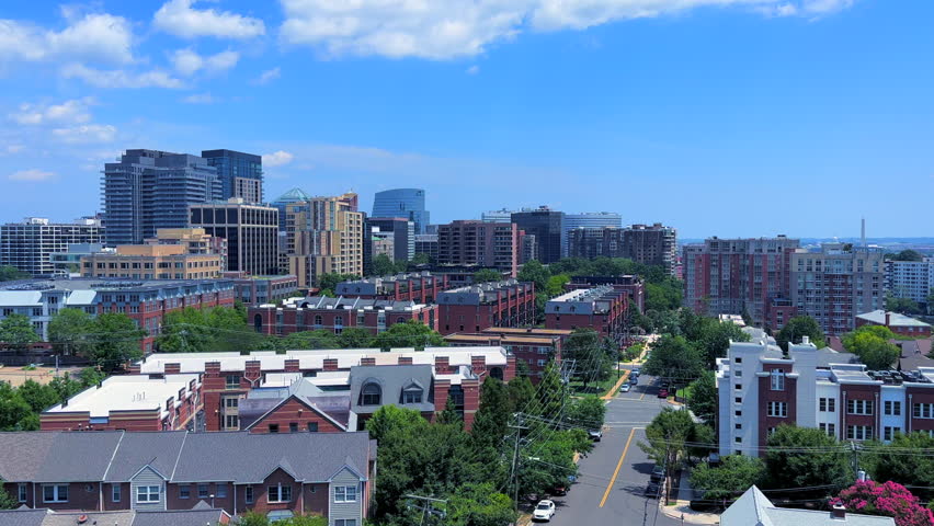 "From a high-rise in Arlington, Virginia, you can see the Washington, D.C. monuments on the horizon."
