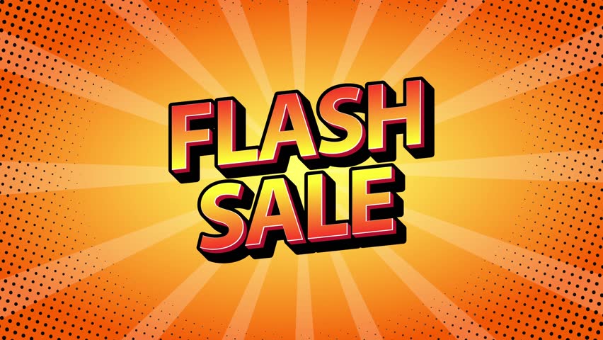 Flash Sale Text Animation with a Cartoon Background. Suitable for Advertising Business Sales