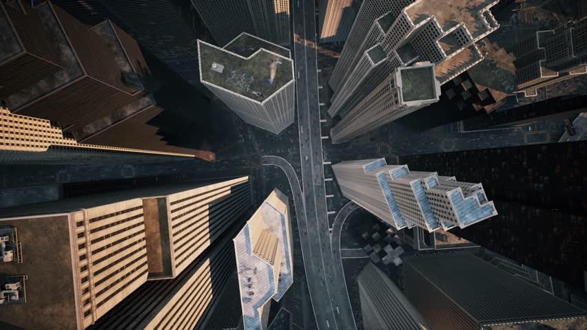 Top down view over tall skyscrapers | Shutterstock HD Video #1108236967