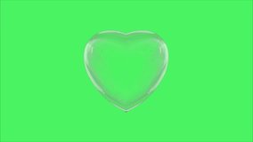 Empty heart filling with pink liquid 3d animation on green background HD resolution chroma ky.