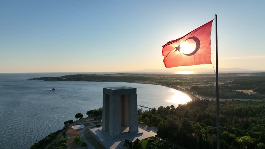 Gallipoli peninsula, where Canakkale land and sea battles took place during the first world war. Martyrs monument and Anzac Cove. Royalty-Free Stock Footage #1108245347