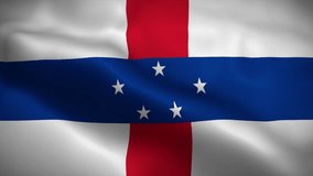 Netherlands Antilles flag waving animation, perfect looping, 4K video background, official colors