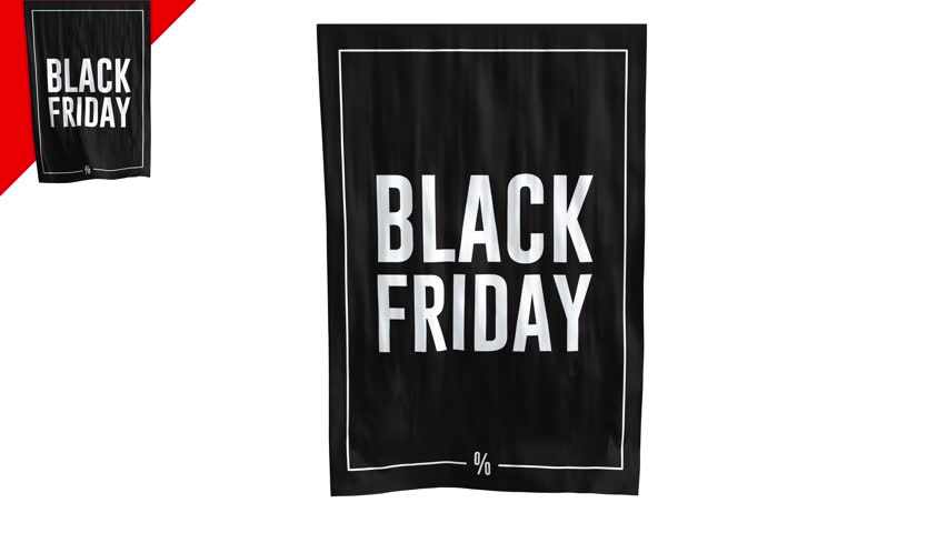 flag banner for black friday - alpha channel - 3D rendering Royalty-Free Stock Footage #1108256149