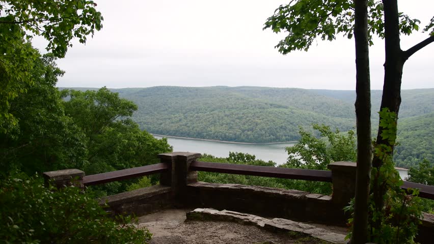 Rimrock viewing station, overcast day, Allegheny state forest, fall season