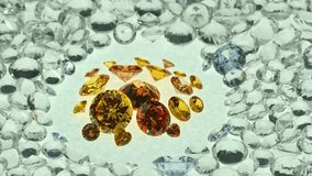 Yellow gemstones is displayed on a white background swirling around.
Golden diamonds of various sizes and shapes are displayed in the middle of white diamonds.
Sweet gems diamonds.white gems 