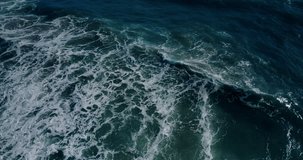Big wave blue ocean water Aerial view of drone high quality cinema camera Wave sea big size rolling come in cost beach at Andaman sea Phuket Thailand. 