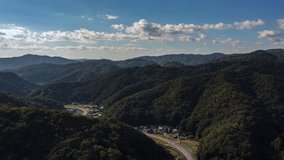 Aerial timelapse from mountains and clouds from Japan
