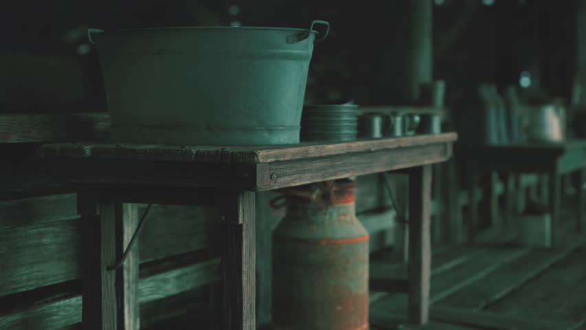 Ancient house interior in dark light