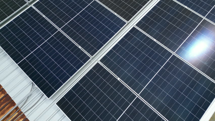 4K Close-up of solar panels on a house roof Royalty-Free Stock Footage #1108268225