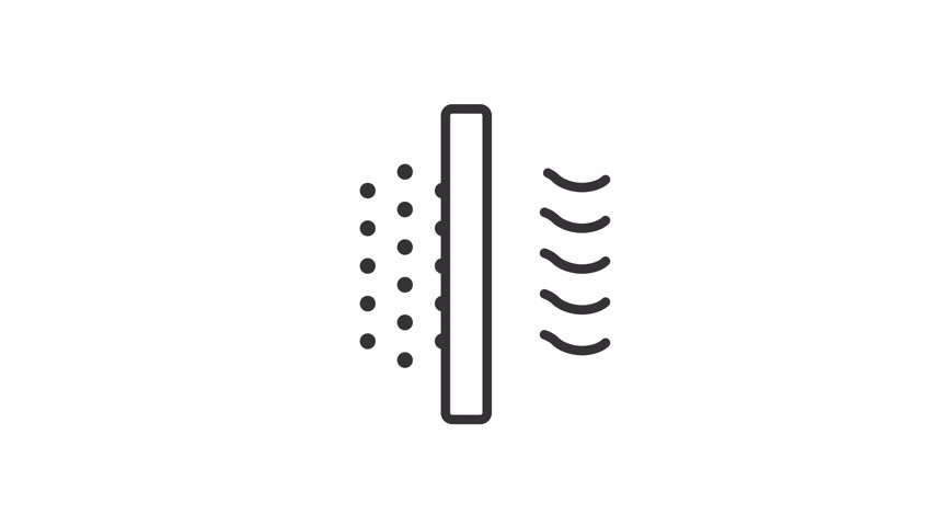 Black thin line animation of air filter, HD video with transparent background, seamless loop 4K video representing ventilation.