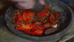 video of grinding chili paste
