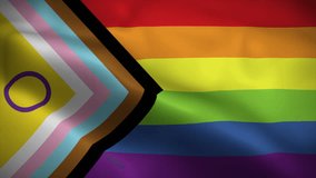 LGBT pride flag waving animation, Intersex-inclusive redesign of the progress pride flag, perfect looping, 4K video background, official colors - Powered by Shutterstock - Get 15% off with code: PIKWIZARD15