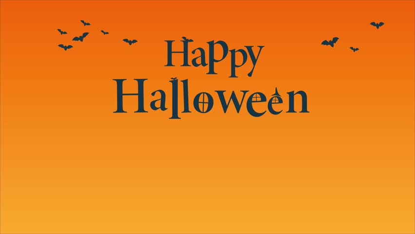 This is a Happy Halloween video with an afternoon backdrop, decorated with creepy houses and dry trees with flying bats, Suitable for use as a greeting on social media or sent to other people Royalty-Free Stock Footage #1108286907