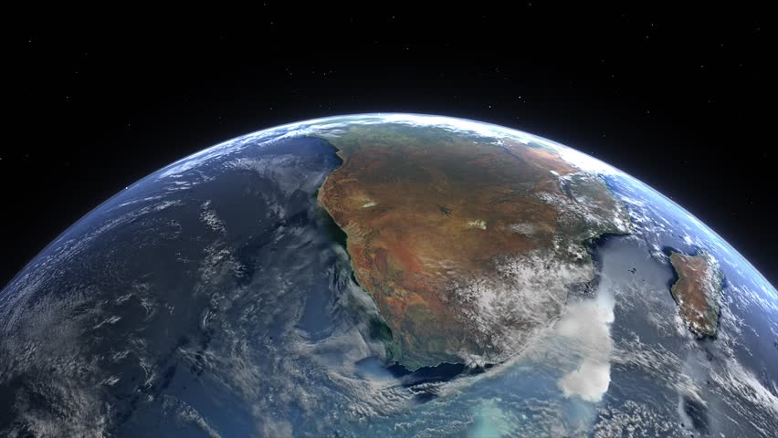 Realistic Earth From Space Flying Over Continental Africa
