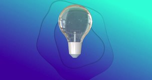 Animation of education and light bulb icon over blue waving background. Global education, school and learning concept digitally generated video.