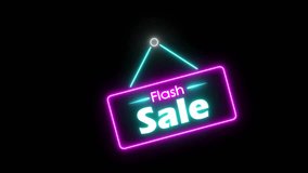 flash sale neon animation advertising sale discount sale business