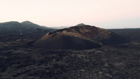 Orbiting around El Cuervo Volcano on Lanzarote Island, Canary Island, Spain