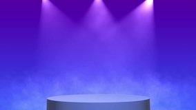 The circular podium, three light beams shining down from above. and the smoke below blue background. - Powered by Shutterstock - Get 15% off with code: PIKWIZARD15