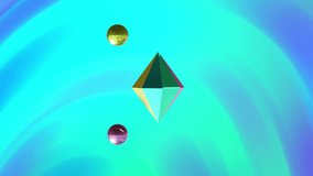 Animation of 3d multicoloured shapes over neon background. Abstract, colour, shape and movement concept digitally generated video.
