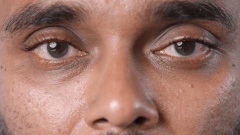 Many people open eyes close up. Multi ethnic group look camera. Different age face portrait. Race unity mix. 30 man opening eyelid. Eye sight gaze. Male model see clearly. Blue iris lens. 40 guy stare Stockvideó